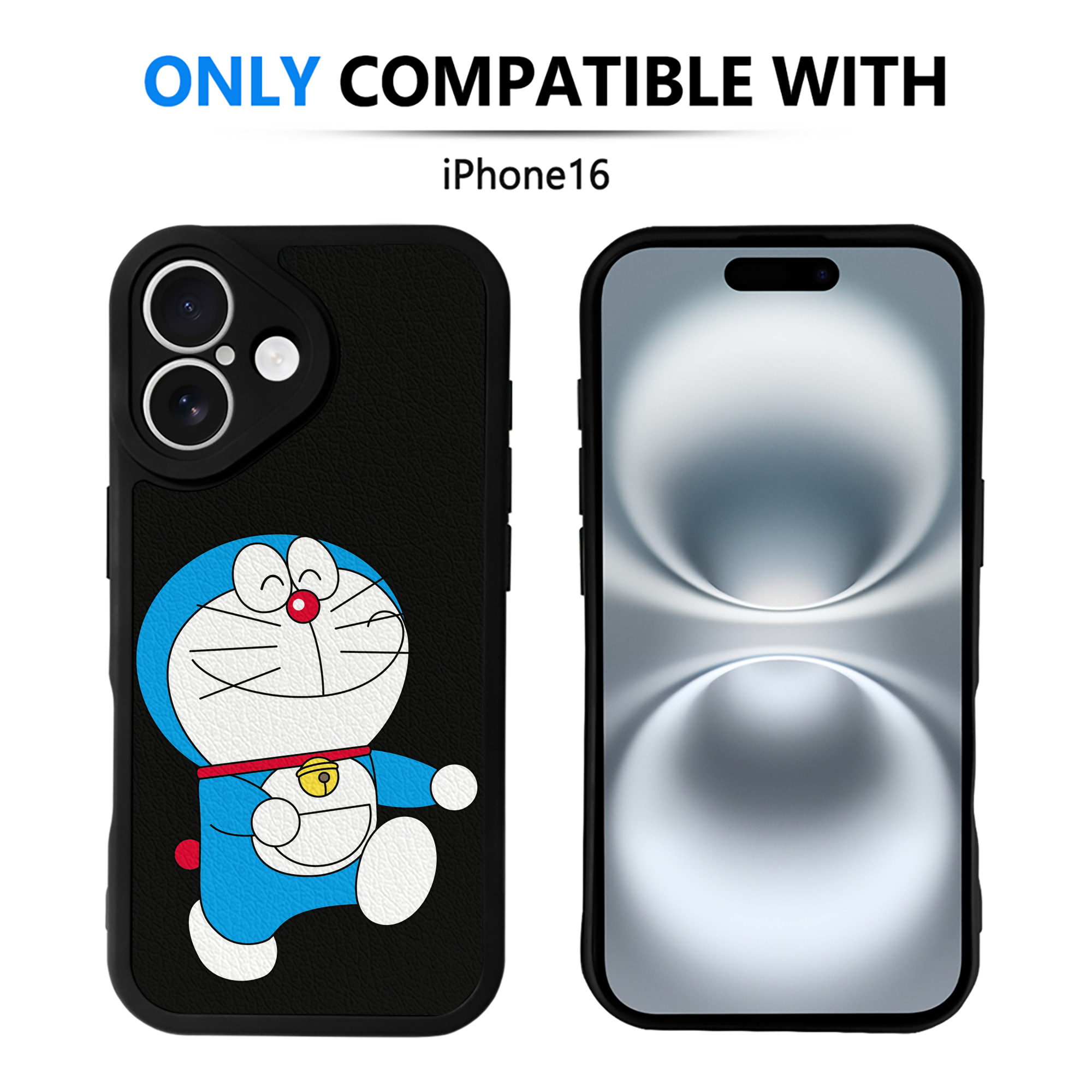 （画像用） ドラえもん Doraemon 【iPhone 16シリーズ対応】シリコンスマホケース（レザー調） 材質：シリコン